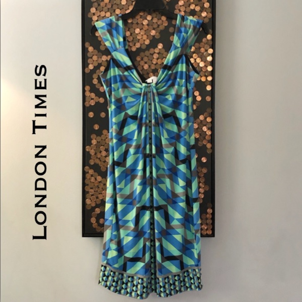 London Times Geometric Print Dress